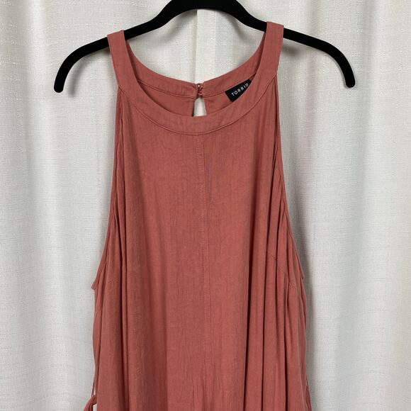 Torrid Beige Desert Sand Woven Tiered Mini Dress Sz.4 - Picture 7 of 16